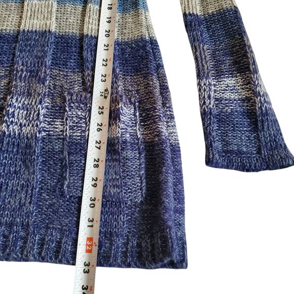 Y2k Sweater Dress/Top Striped Knit Long-Sleeved Blue Deadstock - Size Large - Picture 6 of 6